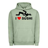 Pigment Oil Green i love sushi funny Urban Hoodie - artisFamous