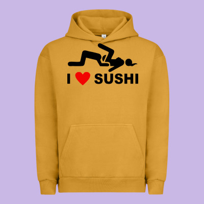 I Love Sushi Funny Urban Hoodie Designed By Artisfamous