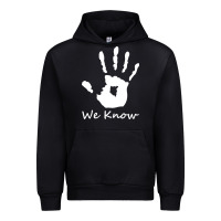 Black skyrim dark brotherhood we know hand novelty kids mens womens t shirt Urban Hoodie - artisFamous