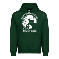 Forest Green i love horror movies and my corgi funny corgi Urban Hoodie - artisFamous
