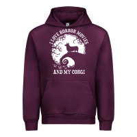 Mauve Wine i love horror movies and my corgi funny corgi Urban Hoodie - artisFamous