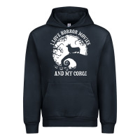 Navy i love horror movies and my corgi funny corgi Urban Hoodie - artisFamous