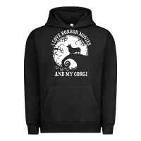 Pigment Black i love horror movies and my corgi funny corgi Urban Hoodie - artisFamous