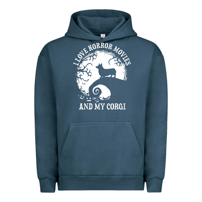 I Love Horror Movies And My Corgi Funny Corgi Urban Hoodie by artisFamous | Teevron