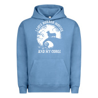 Pigment Pebble Blue i love horror movies and my corgi funny corgi Urban Hoodie - artisFamous