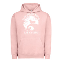 Pigment Salmon i love horror movies and my corgi funny corgi Urban Hoodie - artisFamous