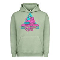 Pigment Oil Green Cats on Synthesizers in Space Urban Hoodie - artisFamous