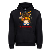Black messy bun teacher life Urban Hoodie - RanaPortraitStore