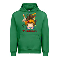 Emerald messy bun teacher life Urban Hoodie - RanaPortraitStore