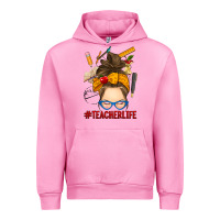 Fuchsia Pink messy bun teacher life Urban Hoodie - RanaPortraitStore