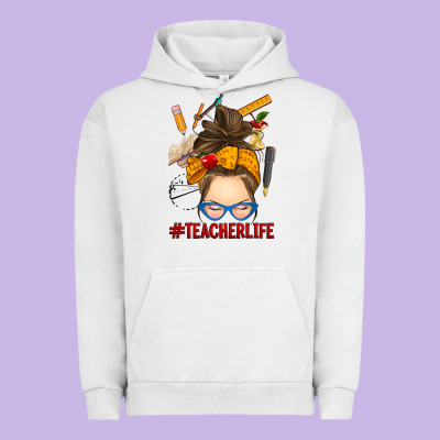 Messy Bun Teacher Life Urban Hoodie Designed By Ranaportraitstore