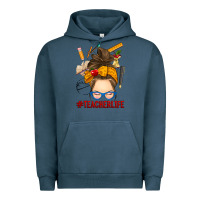 Pigment Midnight Navy messy bun teacher life Urban Hoodie - RanaPortraitStore
