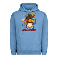 Pigment Pebble Blue messy bun teacher life Urban Hoodie - RanaPortraitStore