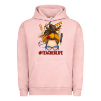 Pigment Salmon messy bun teacher life Urban Hoodie - RanaPortraitStore