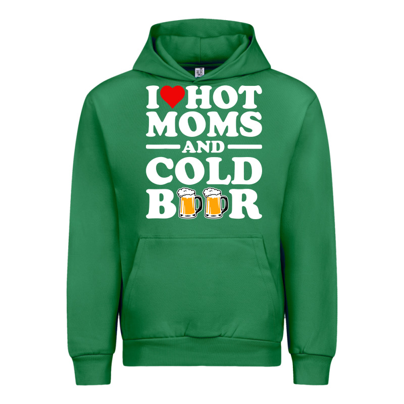 I Love Heart Hot Moms Cold Beer Funny Adult Drinking Joke Urban Hoodie by artisFamous | Teevron