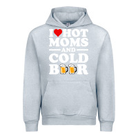Heather Grey i love heart hot moms cold beer funny adult drinking joke Urban Hoodie - artisFamous