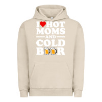 Pigment French Oak i love heart hot moms cold beer funny adult drinking joke Urban Hoodie - artisFamous