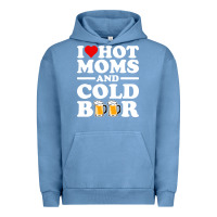 Pigment Pebble Blue i love heart hot moms cold beer funny adult drinking joke Urban Hoodie - artisFamous