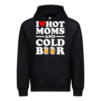 Black i love heart hot moms cold beer funny adult drinking joke Urban Hoodie - artisFamous