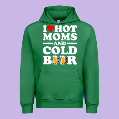 I Love Heart Hot Moms Cold Beer Funny Adult Drinking Joke Urban Hoodie Designed By Artisfamous