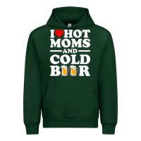 Forest Green i love heart hot moms cold beer funny adult drinking joke Urban Hoodie - artisFamous