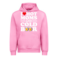 Fuchsia Pink i love heart hot moms cold beer funny adult drinking joke Urban Hoodie - artisFamous