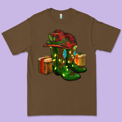 Cowboy Hat With Boots Christmas Premium Tee Designed By Ranaportraitstore