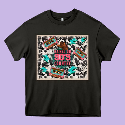 Raised 90's Country Heavy Core Tee Designed By Tumblerdesignbyshophia
