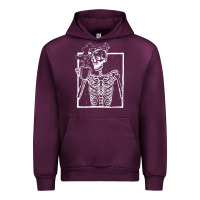 Mauve Wine distressed skeleton vintage smiling skull drinking coffee Urban Hoodie - artisFamous