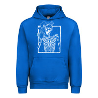 Cobalt distressed skeleton vintage smiling skull drinking coffee Urban Hoodie - artisFamous