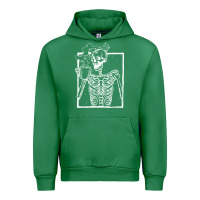Emerald distressed skeleton vintage smiling skull drinking coffee Urban Hoodie - artisFamous