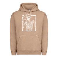Pigment Burro distressed skeleton vintage smiling skull drinking coffee Urban Hoodie - artisFamous