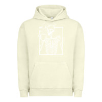 Pigment Pistachio distressed skeleton vintage smiling skull drinking coffee Urban Hoodie - artisFamous