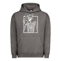 Pigment Tornado distressed skeleton vintage smiling skull drinking coffee Urban Hoodie - artisFamous