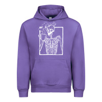 Tulip distressed skeleton vintage smiling skull drinking coffee Urban Hoodie - artisFamous