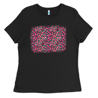 Black pink glitter leopard with heart background Ladies Tee - OliviaCreatesArt