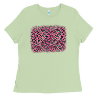 Matcha pink glitter leopard with heart background Ladies Tee - OliviaCreatesArt