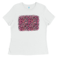 White pink glitter leopard with heart background Ladies Tee - OliviaCreatesArt