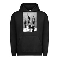 Pigment Black black power black fist 1968 olympics Urban Hoodie - artisFamous
