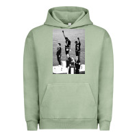 Pigment Oil Green black power black fist 1968 olympics Urban Hoodie - artisFamous