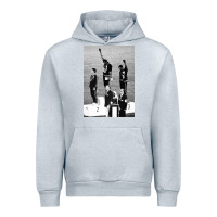 Heather Grey black power black fist 1968 olympics Urban Hoodie - artisFamous