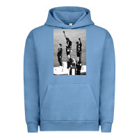 Pigment Pebble Blue black power black fist 1968 olympics Urban Hoodie - artisFamous