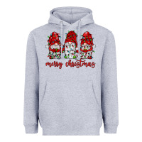 Heather Grey merry christmas gnome with christmas lights Heavyweight Hoodie - JahusDesignShop