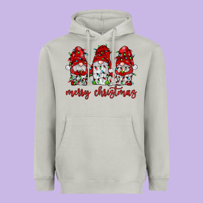 Merry Christmas Gnome With Christmas Lights Heavyweight Hoodie Designed By Jahusdesignshop