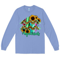 Colony Blue Aquarius Zodiac Sign Sunflower Leopard Serape Long Sleeve Tee - RanaPortraitStore