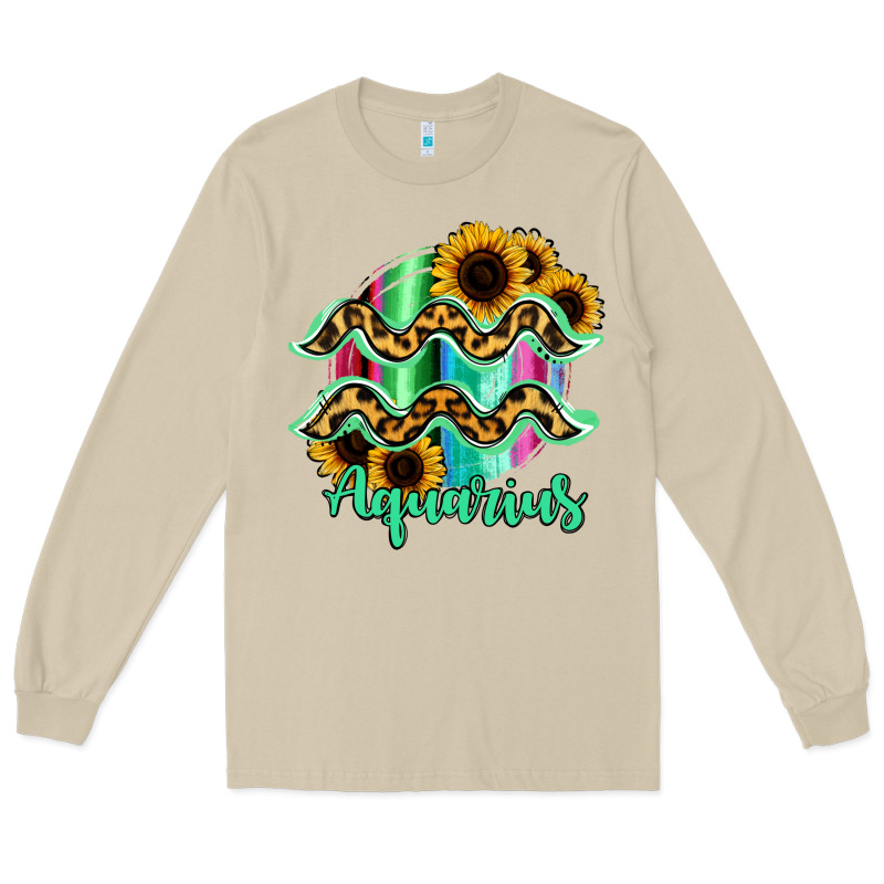 Aquarius Zodiac Sign Sunflower Leopard Serape Long Sleeve Tee by RanaPortraitStore | Teevron
