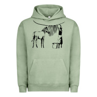 Pigment Oil Green Banksy Zebra Urban Hoodie - artisFamous