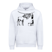 White Banksy Zebra Urban Hoodie - artisFamous