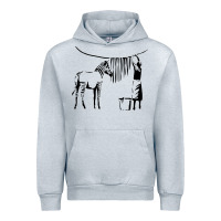 Heather Grey Banksy Zebra Urban Hoodie - artisFamous