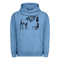 Pigment Pebble Blue Banksy Zebra Urban Hoodie - artisFamous
